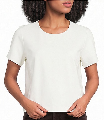  Jersey Knit Crew Neck Cropped Top