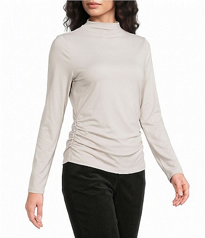 Spanx SPANXsmooth® Jersey Mock Neck Long Sleeve Ruched Top