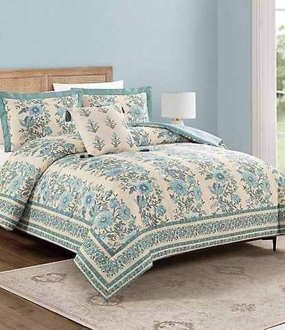 Spartina 449 Mystic Moss Floral Mini Reversible Comforter Set