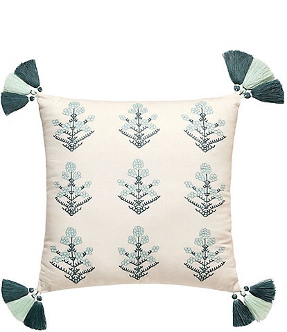 Spartina 449 Mystic Moss Tassel Embroidered Accent Pillow