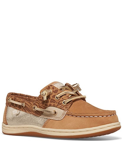 Sperry Girls' Songfish Animal Print Detail Boat Shoes (Youth)