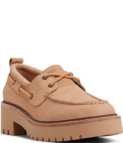 Sperry Women's Authentic Original 2-Eye Boat Lug Nubuck Suede Block Heel Platform Shoes