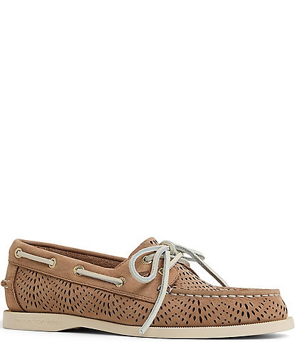 Sperry Women's Authentic Original 2-Eye Perforated Nubuck Suede Boat Shoes