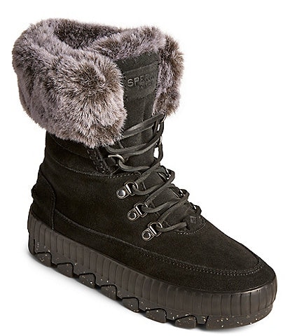 Sperry Women's Torrent Waterproof Suede Lace-Up Faux Fur Cold Weather Boots