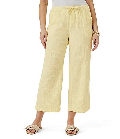 Splendid Adele Drawstring Gauze Cropped Relaxed Wide Leg Pants