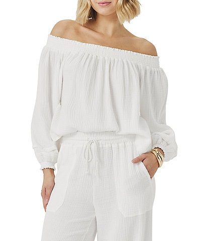 Splendid Adele Gauze Off-The-Shoulder Top