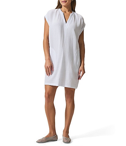 Splendid Adele Gauze V-Neck Short Sleeve Shift Dress