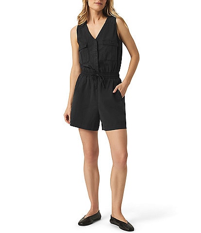 Splendid Adelina Knit V-Neck Sleeveless Romper
