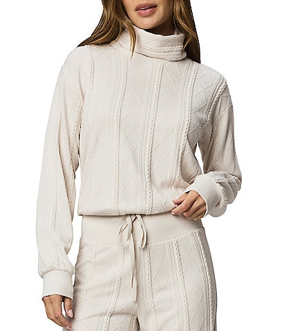 Splendid Cable Knit Turtleneck Long Sleeve Coordinating Top