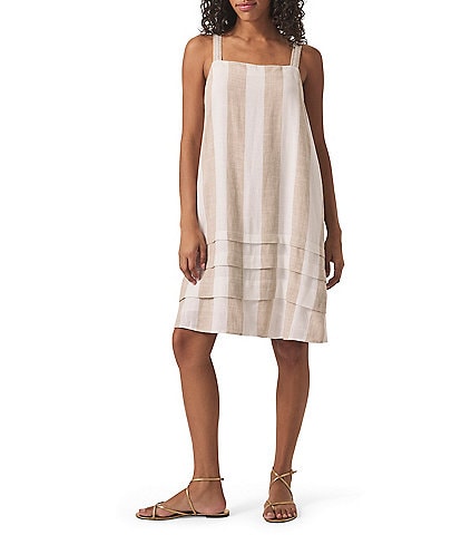 Splendid Celine Knit Striped Square Neck Sleeveless A-Line Mini Dress