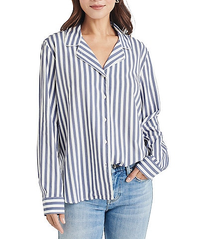 Splendid x Cella Jane Blog Striped Long Sleeve Coordinating Button Down Shirt