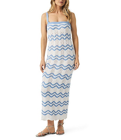 Splendid Cove Chevron Knit Square Neck Sleeveless Bodycon Dress