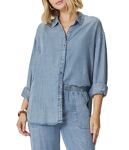 Splendid Denim Collar Long Sleeve Button Down Shirt