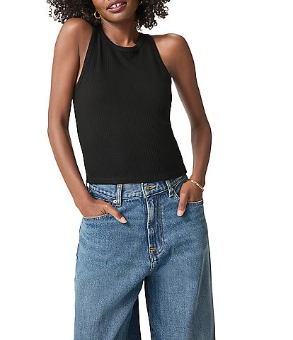 Splendid Eco Supersoft Ribbed Knit Scoop Neck Sleeveless Tank Top