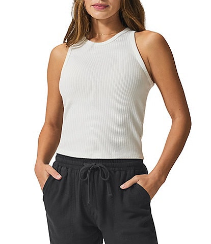 Splendid Eco Supersoft Ribbed Knit Scoop Neck Sleeveless Tank Top