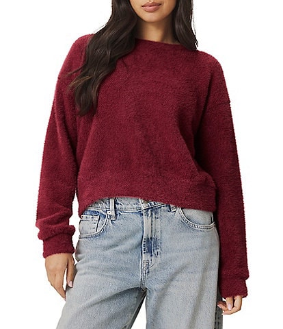 Fallon Fuzzy Knit Crew Neck Long Sleeve Top