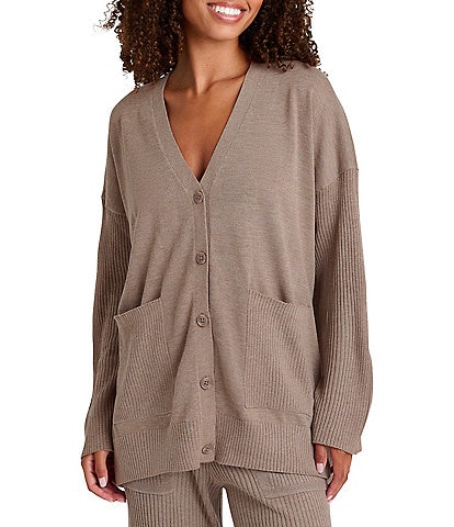 Splendid Geneva Tunic Cardigan Knit V-Neck Long Sleeve Button Up Sweater Cardigan