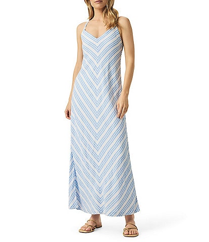 Splendid Gisele Knit Stripped V-Neck Sleeveless A-Line Maxi Dress