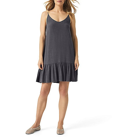 Splendid Gisele Linen Blend Knit Scoop Neck Sleeveless A-Line Mini Dress