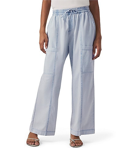 Splendid Indigo Knit Stripe Print Mid Rise Cargo Pants