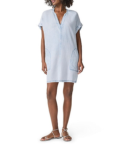 Splendid Lauren Knit V-Neck Short Sleeve A-Line Mini Dress