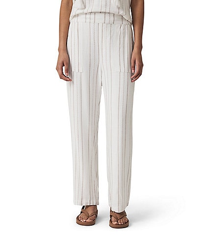 Splendid Layla Knit Linen Blend Striped Mid Rise Lounge Full Length Pants