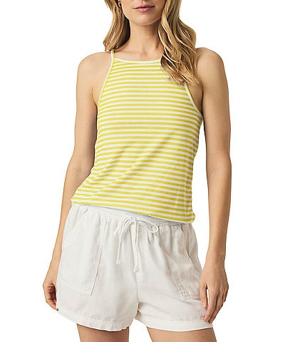 Splendid Marina Knit Stripe Print Crew Neck Sleeveless Tank