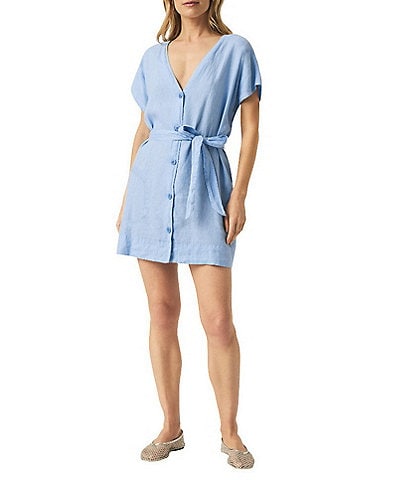 Splendid Melanie Knit V-Neck Short Sleeve Shirt Dress