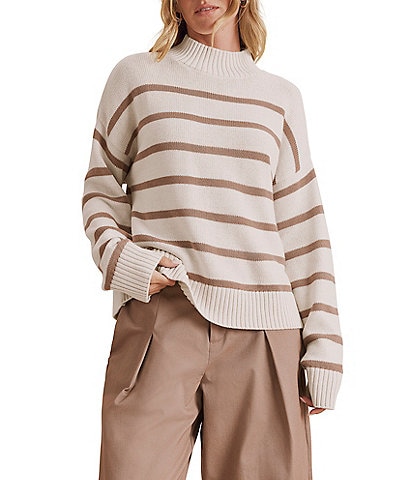 Splendid Nora Stripe Turtleneck Long Sleeve Sweater