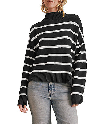 Splendid Nora Stripe Turtleneck Long Sleeve Sweater