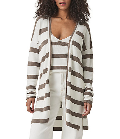 Splendid Octavia Knit Stripe Print Shaw Collar Long Sleeve Cardigan