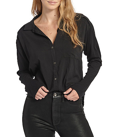 Splendid Paige Point Collar Button Front Long Sleeve Shirt