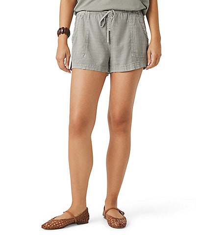 Splendid Rosalie Linen Blend Mid Rise Pull-On Shorts