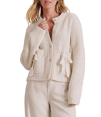 Splendid Selena Satin Tie Long Sleeve Cardigan