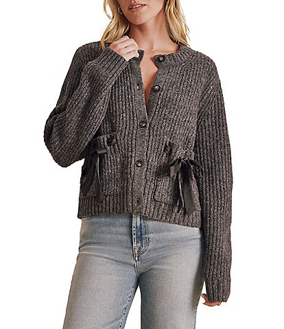 Splendid Selena Satin Tie Long Sleeve Cardigan