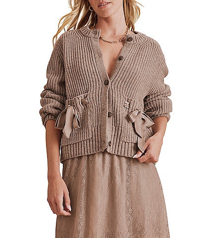Splendid Selena Satin Tie Long Sleeve Cardigan