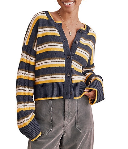 Splendid Sonoma Stripe Button Front Long Sleeve Cardigan