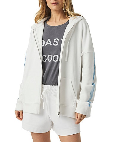 Splendid Striped Crew Neck Long Sleeve Hoodie Jacket