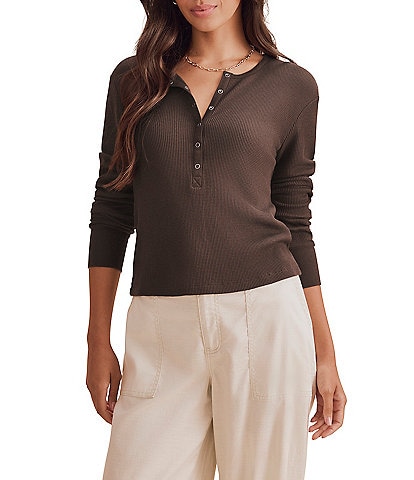 Splendid Thermal Forever Long Sleeve Waffle Knit Henley