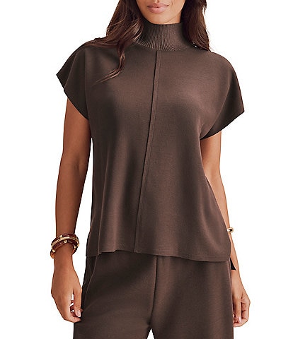 Splendid Winslow Coordinating Knit Mock Neck Cap Sleeve Top