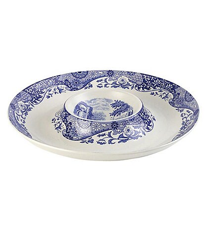 Spode Blue Italian Chinoiserie Chip and Dip Server