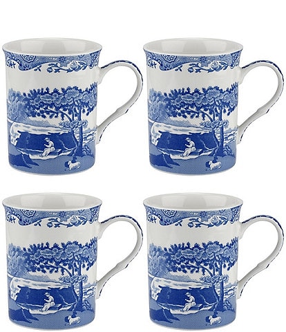 Spode Blue Italian Collection Large Mugs, Set of 4