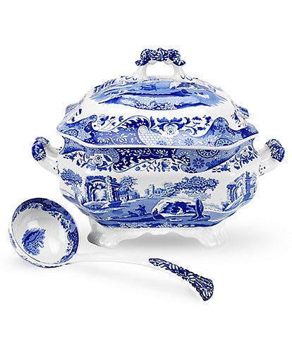 Spode Blue Italian Chinoiserie Soup Tureen with Ladle