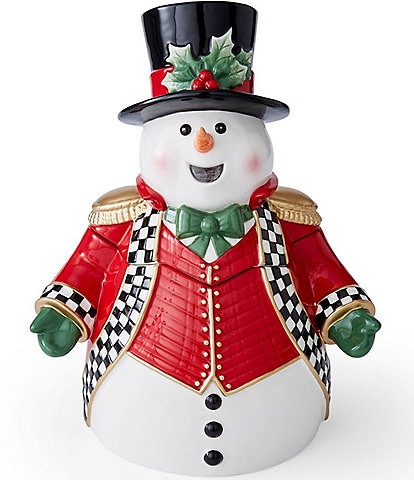Spode Christmas Tree Black and White Snowman Cookie Jar