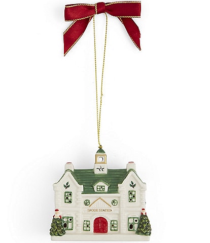 Spode Christmas Tree Collection Christmas Village Train Station LED Ornament