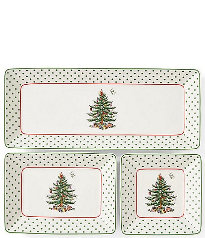Spode Christmas Tree Collection Polka Dot Nesting Tray, Set of 3
