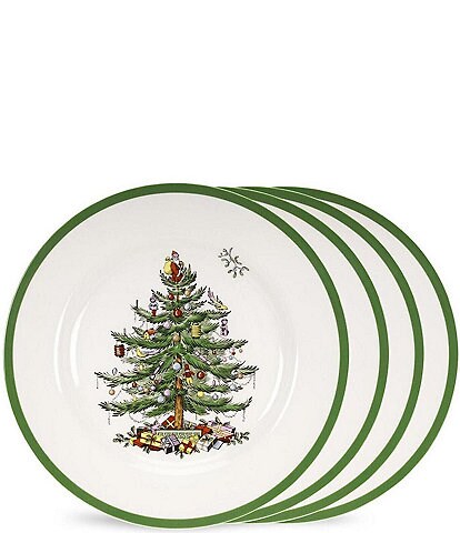 Spode Christmas Tree Dinner Plates, Set of 4