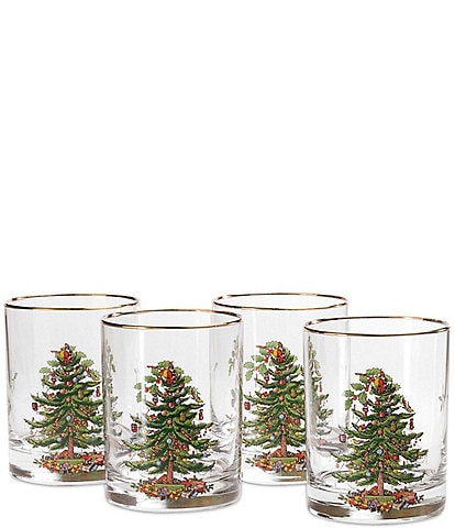Spode Christmas Tree Double Old-fashioned Glasses, Set of 4