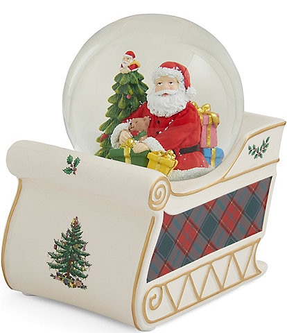 Spode Christmas Tree Musical Snowglobe Plays Jolly Old St. Nicholas