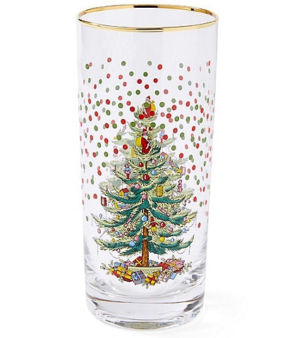 Spode Christmas Tree Polka Dot High Ball Glasses, Set of 4